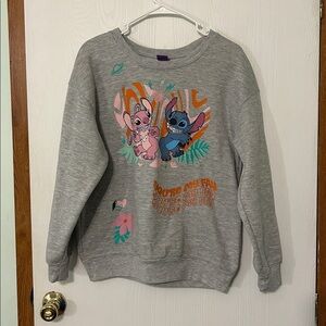 Disney Gray Sweatshirt with Lilo & Stitch Design Size Large (11-13)